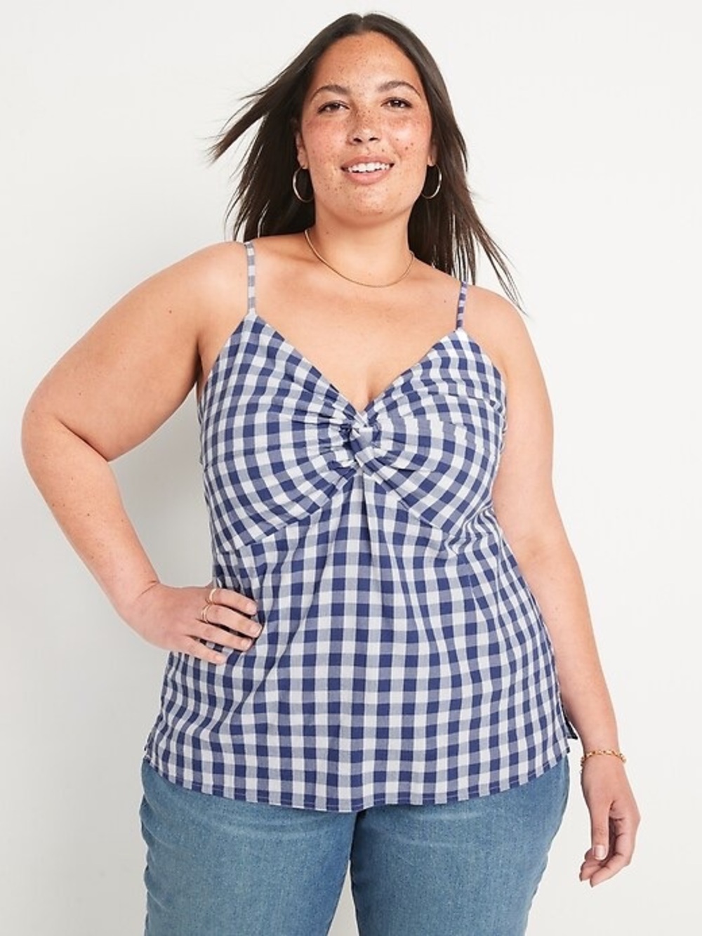 Old Navy Blue Gingham Twist-Front Cami